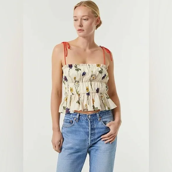 NWT Rhode Julieta Peplum Top in Saba Tie Straps Sz Large - Picture 7 of 14